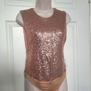 Rose Gold Sequin Bodysuit - Medium Charlotte Russe